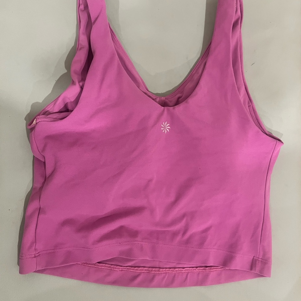 Athleta Fuchsia Transcend V-Neck Crop Sports Bra - Picture 2 of 3